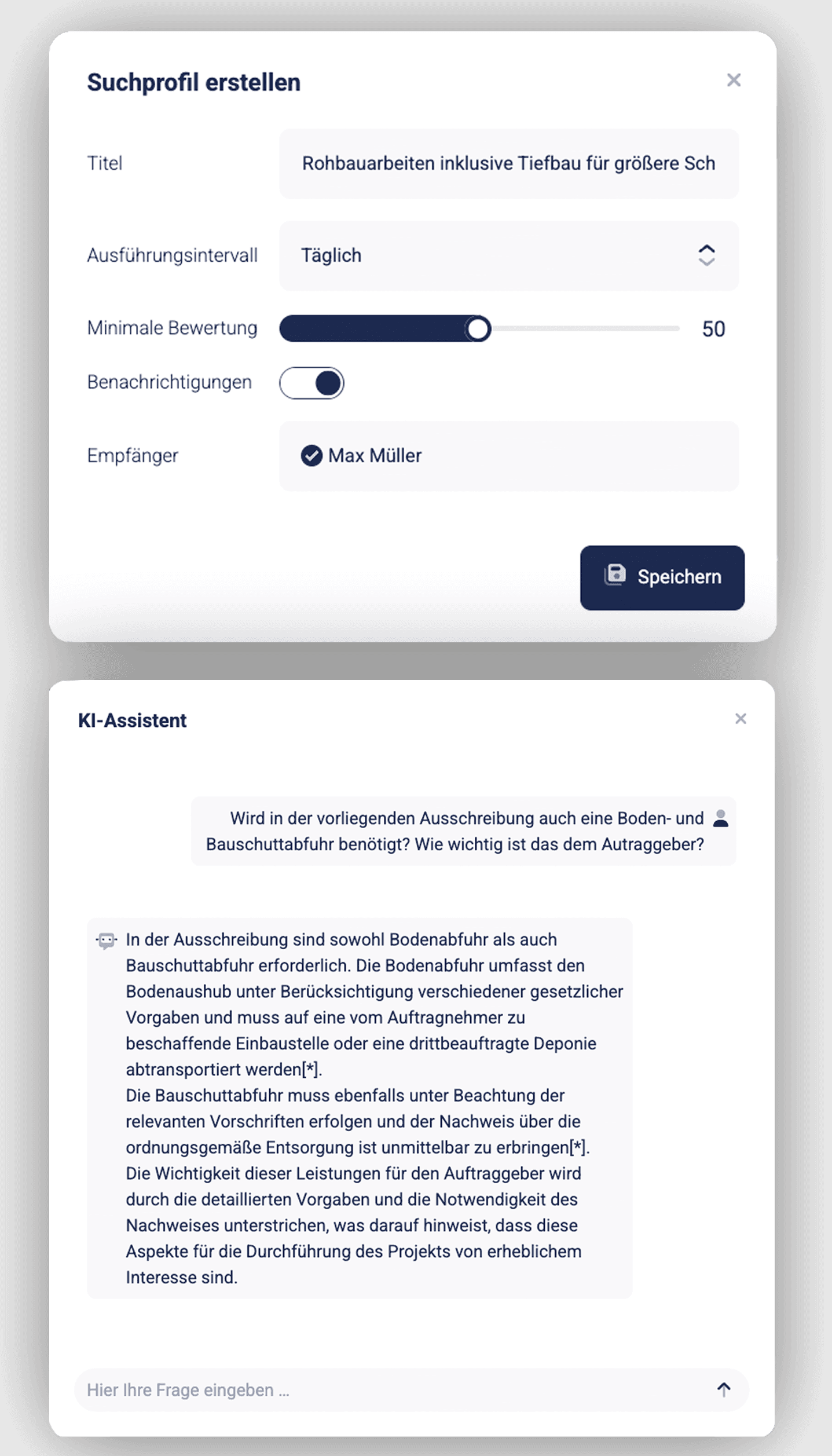  Suchprofil-Benachrichtigungen und KI-Assistent in Vergabepilot.AI