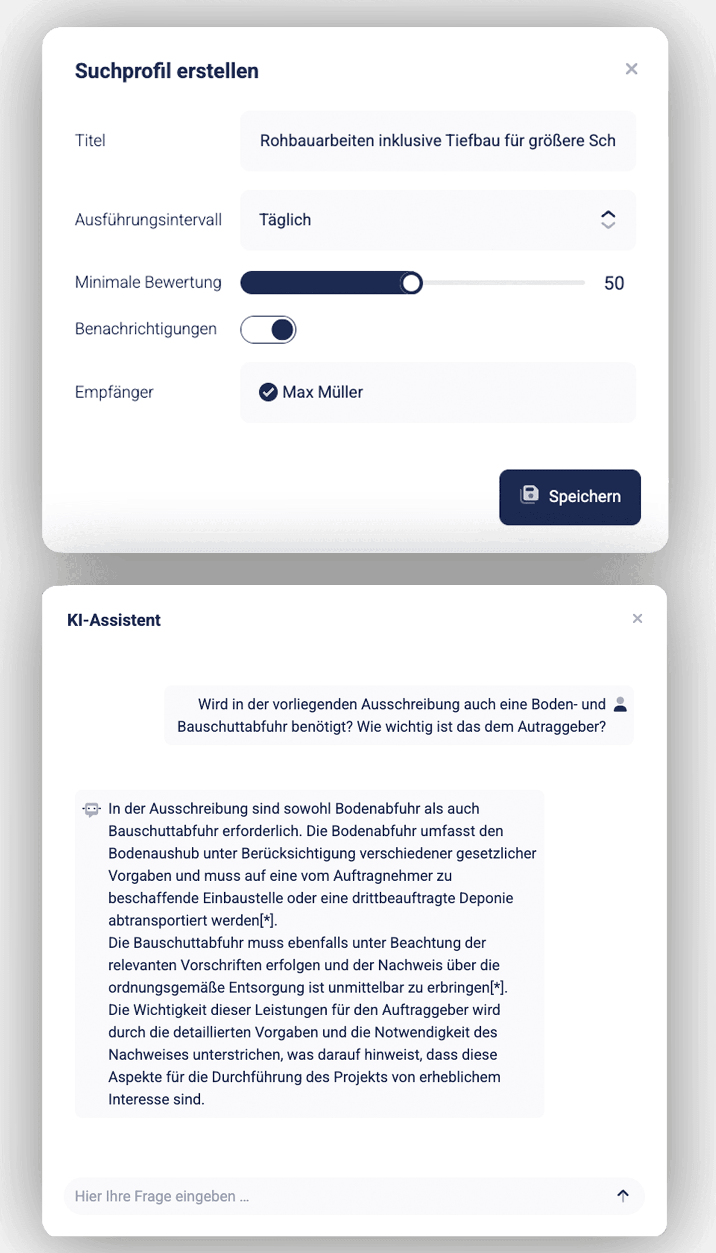  Suchprofil-Benachrichtigungen und KI-Assistent in Vergabepilot.AI